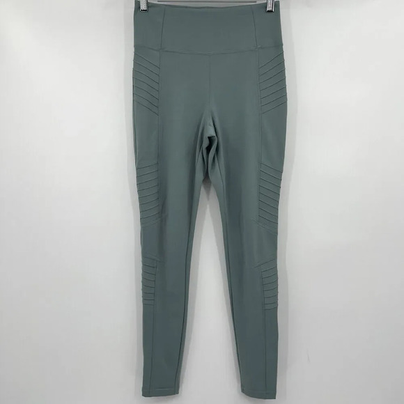 Athleta Sage Green Delancey Moto Tight Leggings Zipper Ankle Women’s Size Small - Picture 3 of 11